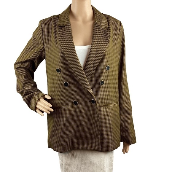Forever 21 I Love H81 Blazer Size L Brown Houndstooth - Picture 1 of 6